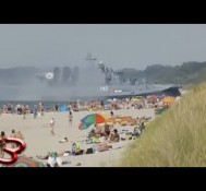 Russian Hovercraft Lands on Beach