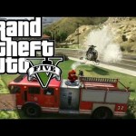 GTA 5 : HELICOPTER vs FIRE TRUCK! (Grand Theft Auto Funny Online Moments #2)